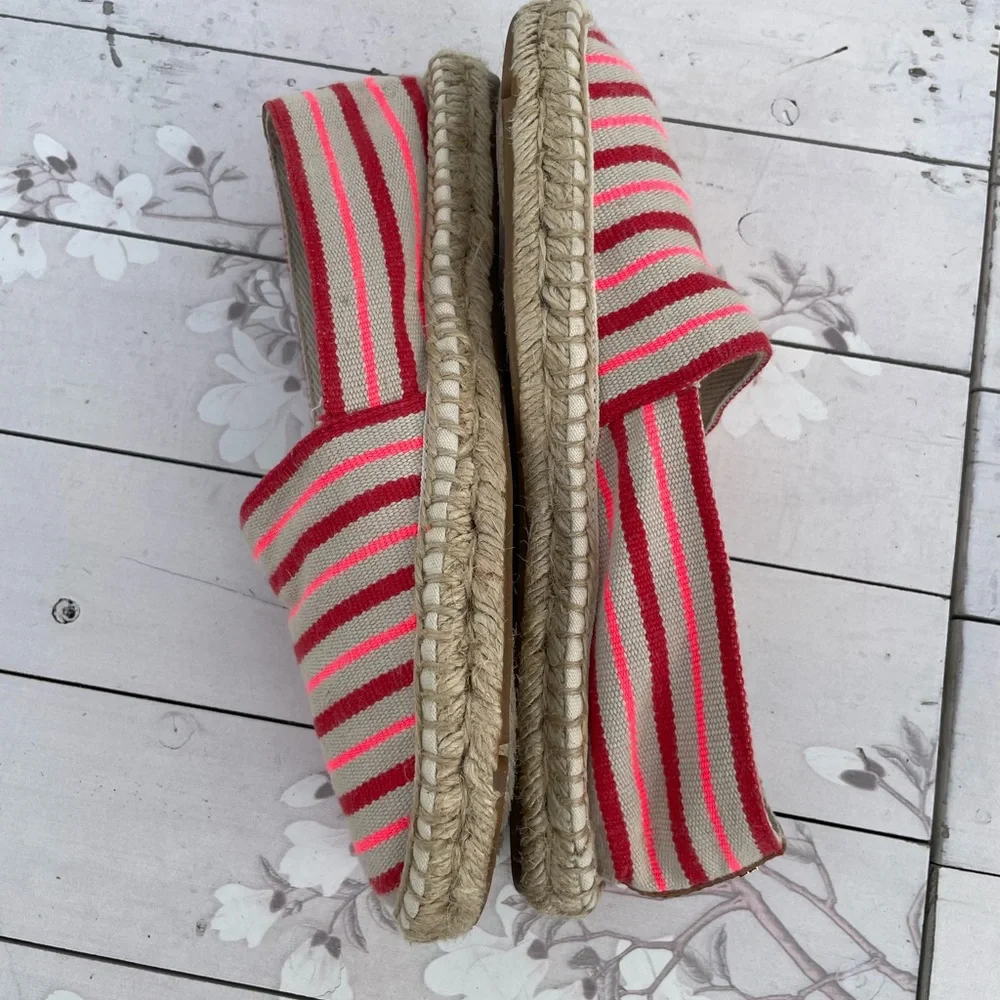 Tory Burch Striped Canvas Espadrille in Pink and Red